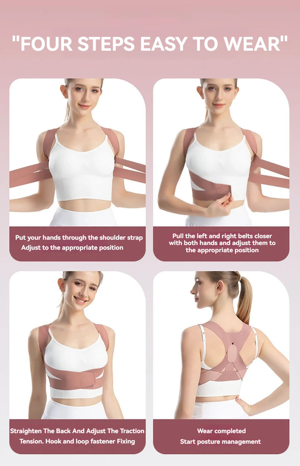 Unsichtbarer Haltungskorrektor unter Kleidung / Invisible posture corrector under clothing"
"Rückenstütze für Frauen und Männer / Back brace for women and men"
"Haltungskorrektur Schulterstütze / Posture correction shoulder support"
"Verstellbare Rückenbandage / Adjustable back brace"