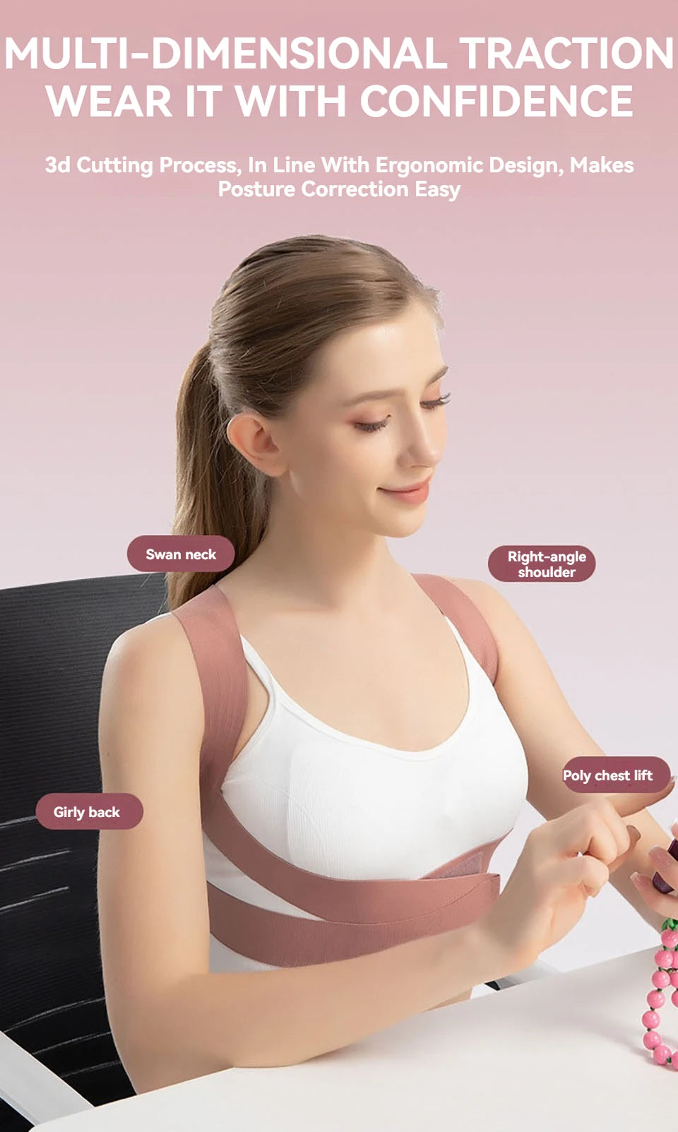 Unsichtbarer Haltungskorrektor unter Kleidung / Invisible posture corrector under clothing"
"Rückenstütze für Frauen und Männer / Back brace for women and men"
"Haltungskorrektur Schulterstütze / Posture correction shoulder support"
"Verstellbare Rückenbandage / Adjustable back brace"