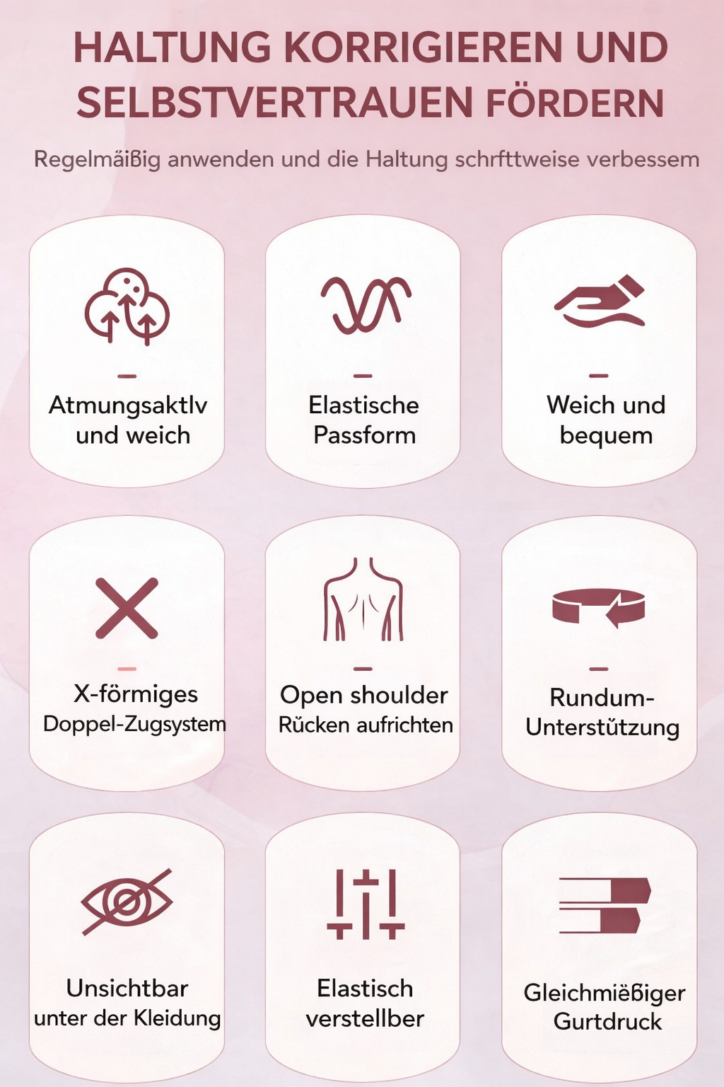 Unsichtbare Haltungskorrektur-Rückenstütze für Damen & Herren